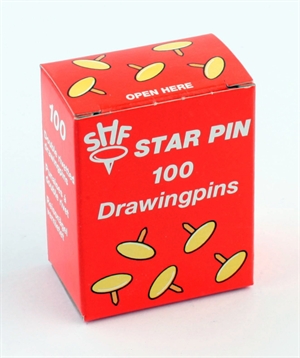 Szwedzkie pinezki do biurek Staples Tegnestifter Star Pin z białej stali (100)