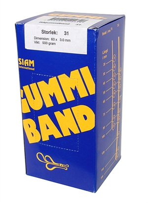 Siam Gummibånd nr. 31 60x3,0mm (500g)
Guma recepturkowa Siam nr 31 60x3,0mm (500g)