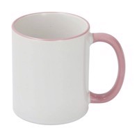 Sublimation Mug 11oz - Rim & handle Pink Dishwasher & Microwave Safe