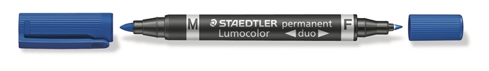 Marker staedtler Lumocolor Duo Perm 0,6-1,5mm kolor niebieski.