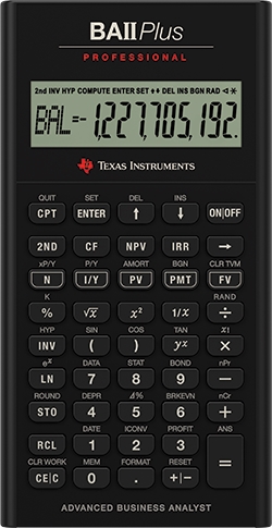 Texas Instruments BAII Plus Pro – instrukcja obsługi kalkulatora finansowego w wersji UK.