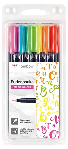 Tombow Marker Fudenosuke twardy neonowy as (6)